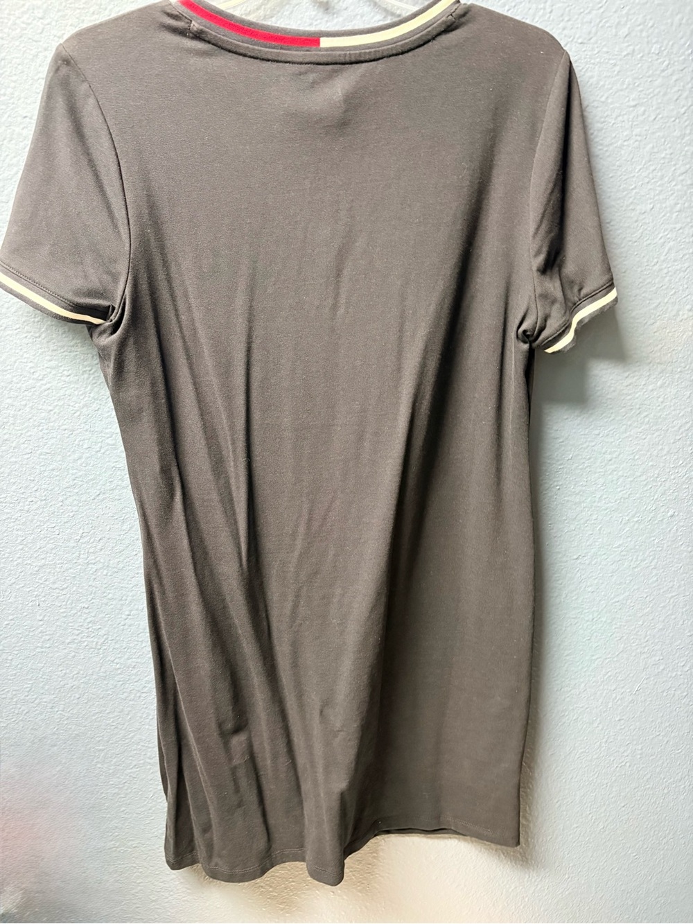 Tommy Hilfiger Navy Blue V-Neck Tee Dress with Stripe Trim - Picture 2 of 5